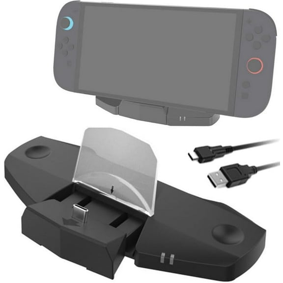 Charging Base for Switch 2 2025/OLED/Lite Game Console Switch Pro Controller Charging Stand Charging Indicator Light USB-C Data Cable Included Compact Design for Easy Portability