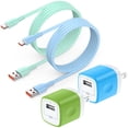 thumbnail image 1 of Charging Block, 2 Pack Type C Charger Block with 6FT USB C Cable, USB C Charging Block Type C Fast Charging Wall Charger Adapter Plug Power Base USB Brick Cube Box Phone Charger Cords, Mixed C, 1 of 9