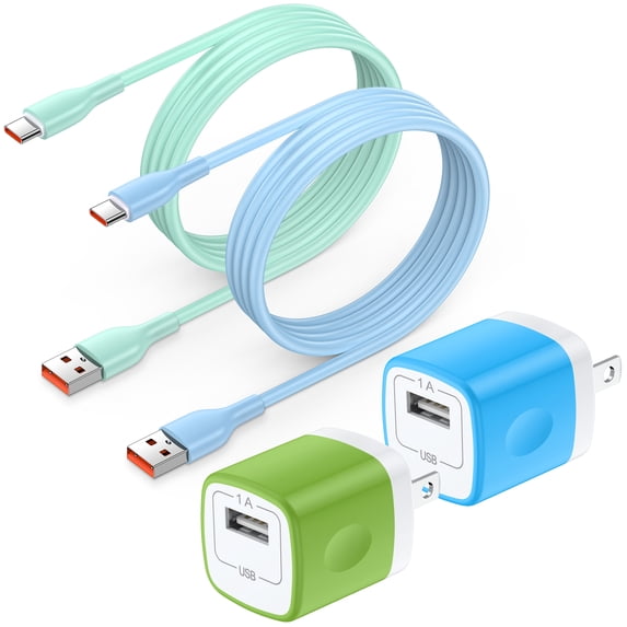 Charging Block, 2 Pack Type C Charger Block with 6FT USB C Cable, USB C Charging Block Type C Fast Charging Wall Charger Adapter Plug Power Base USB Brick Cube Box Phone Charger Cords, Mixed C