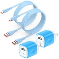 thumbnail image 1 of Charging Block, 2 Pack Type C Charger Block with 6FT USB C Cable, USB C Charging Block Type C Fast Charging Wall Charger Adapter Plug Power Base USB Brick Cube Box Phone Charger Cords, Blue, 1 of 9