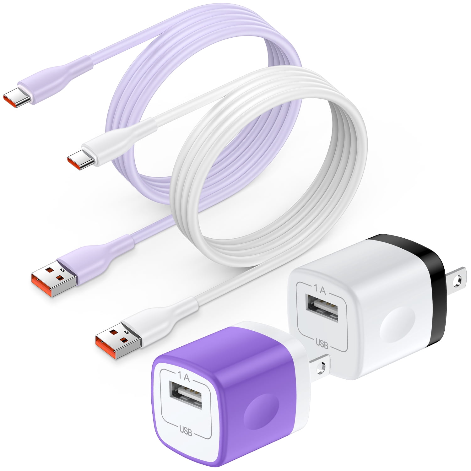 Charging Block, 2 Pack Type C Charger Block with 6FT USB C Cable, USB C ...
