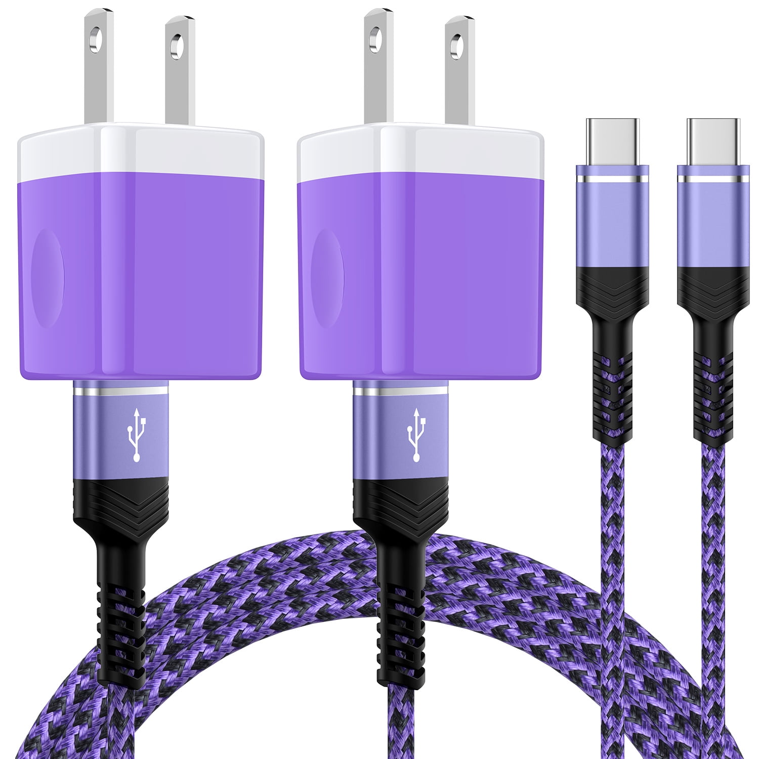 Charging Block, 2 Pack USB C Charger Block with 6FT Type C Cable, Type ...