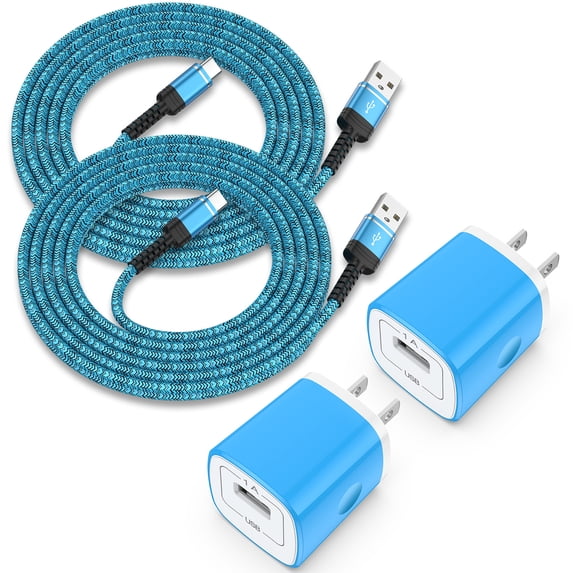 Charging Block, 2 Pack USB C Charger Block with 6FT Type C Charging Cable, Type C Charging Box USB C Block Charger Wall Charger Power Adapter Charger Station with Type C Phone Charger Cords, Blue