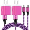 thumbnail image 1 of Charging Block, 2 Pack Wall Charger Adapter with 6FT Micro USB Charging Cable, Android Charger Block USB Brick Cube Charger Station Power Base USB Micro Cable Compatible for Samsung Android, Pink, 1 of 7