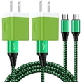 thumbnail image 1 of Charging Block, 2 Pack Wall Charger Adapter with 6FT Micro USB Charging Cable, Android Charger Block USB Brick Cube Charger Station Power Base USB Micro Cable Compatible for Samsung Android, Green, 1 of 7