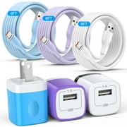 Charging Block, 3 Pack Type C Charger Block with 6FT USB C Cable, USB C Charging Block Type C Fast Charging Wall Charger Adapter Plug Power Base USB Brick Cube Box Phone Charger Cords, Mixed A
