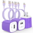 thumbnail image 1 of Charging Block, 3 Pack Type C Charger Block with 6FT USB C Charging Cable, Type C Block USB C Wall Charger Fast Charging Station Android Phone Charger Compatible for iPhone Samsung Android, Purple, 1 of 7