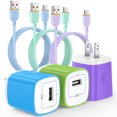 thumbnail image 1 of Charging Block, 3 Pack Type C Charger Block with 6FT USB C Charging Cable, Type C Block USB C Wall Charger Fast Charging Station Android Phone Charger Compatible for iPhone Samsung Android, Mixed, 1 of 7