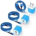thumbnail image 1 of Charging Block, 3 Pack USB Wall Charger with 10FT Type C Charging Cable Cord USB C Cable Phone Cables, Dual Port Phone Charger Android Charger Block USB Plug Adapter USB Charging Block, Blue, 1 of 8