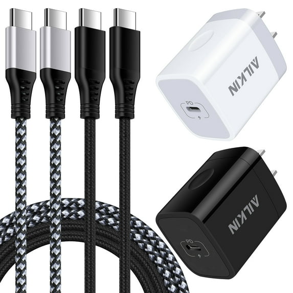 Charging Block Type C with 2PACK USB C Cables 6ft,AILKIN 20W PD Type C Charger Block USB Wall Charger Adapter Plug USB C Brick Power Delivery Fast Charge Quick Charging Charger Block