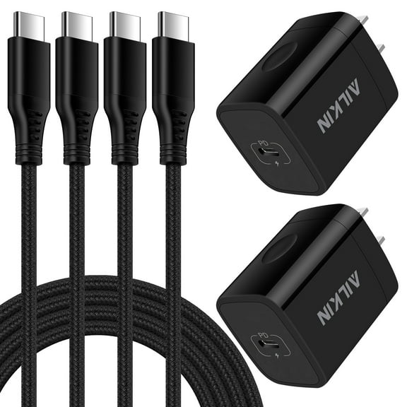 Charging Block Type C Block with 2PACK USB C Cables 6ft,AILKIN 20W PD Plug USB C Wall Charger Block Adapter Brick Power Delivery Fast Charge Type C Charger Block