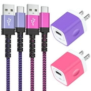 Charging Block,Type C Charger Block Fast Charging 10 Feet HopePow 2PCS 1A/5V Usb Wall Charger Block Adapter Plug with 2PCS Charging Cables 10ft USB C Cable High Speed Android Phone Charger Cords
