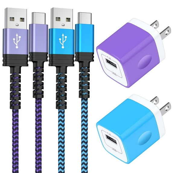 Charging Block,Type C Charger Block Fast Charging 10 Feet HopePow 2PCS 1A/5V Usb Wall Charger Block Adapter Plug with 2PCS Charging Cables 10ft USB C Cable High Speed Android Phone Charger Cords