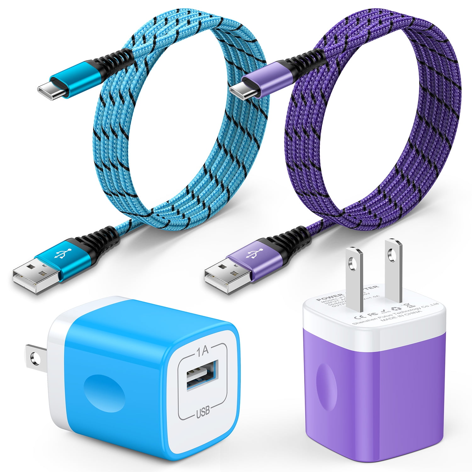 Charging Block,Type C Charger Block Fast Charging AILKIN 2PCS Charger Block with 2PCS Type C Charging Cables 6ft USB C Cables Wall Charger Block Plug Android Charger Phone Cord Type C