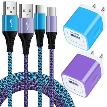 Charging Block,Type C Charger Block Fast Charging AILKIN 2PCS Charger Block with 2PCS Type C Charging Cables 6ft USB C Cables Wall Charger Block Plug Android Charger Phone Cords Type C