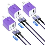 Charging Block,Type C Charger Fast Charging 10 Feet HopePow 3PCS 1A/5V Usb Wall Charger Block Adapter Plug with 3PCS Charging Cables 10ft USB C Cable High Speed Android Phone Charger Cords