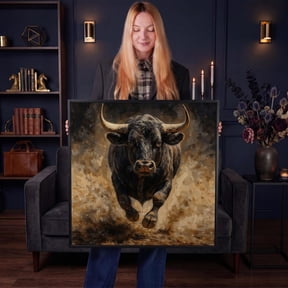 Charging Bull Dynamic Wildlife Wildlife Lodge Office Decor Wall Art Unframed Paper Print