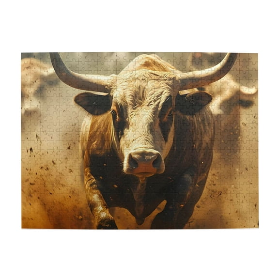 Charging Bull Power Strength 500-Piece Wooden Jigsaw Puzzle for Adults, Fun & Challenging Family Brain-Teaser, Perfect Home Decor & Gift