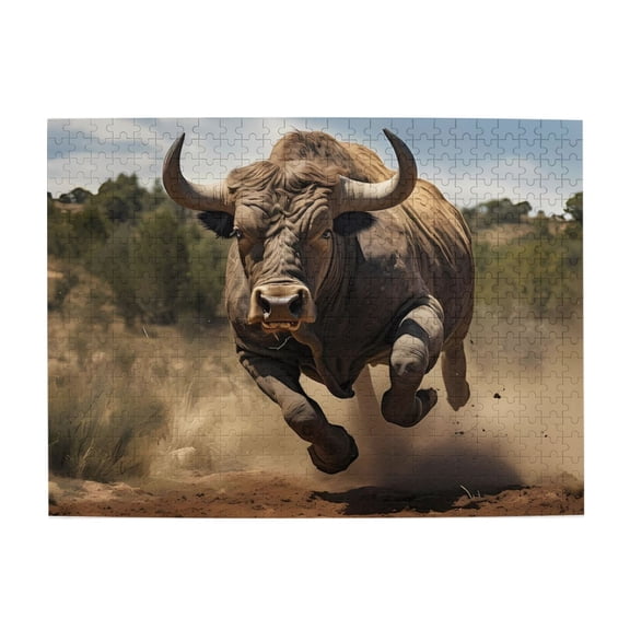 Charging Bull Strength Power 1000-Piece Wooden Jigsaw Puzzle for Adults, Fun & Challenging Family Brain-Teaser, Perfect Home Decor & Gift