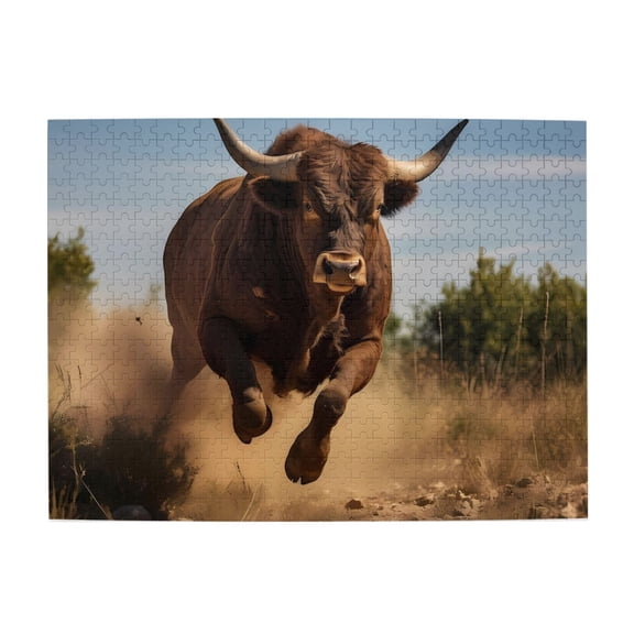 Charging Bull Strength Power 1000-Piece Wooden Jigsaw Puzzle for Adults, Fun & Challenging Family Game, Stylish Wall Decor & Holiday Gift