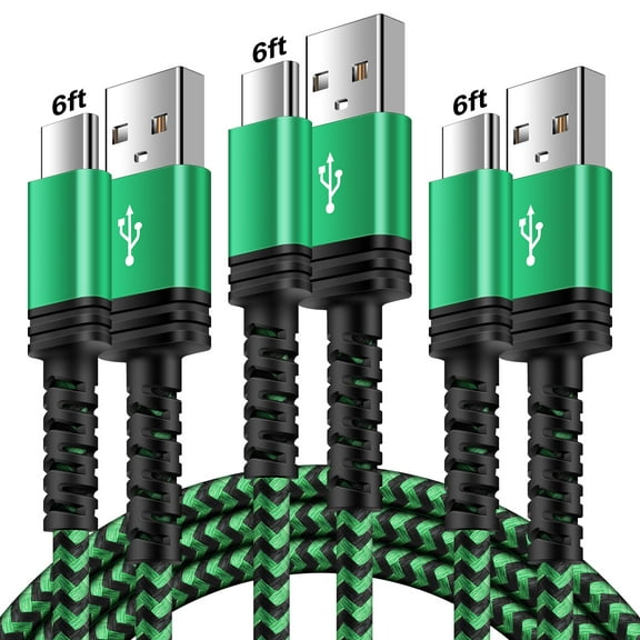Charging Cable 6ft,3PACK HopePow Type C Charger Usb A to Usb C Cable 6ft Charging Cable Android Charger High Speed Phone Charger Cord Type C Fast Charging,Green