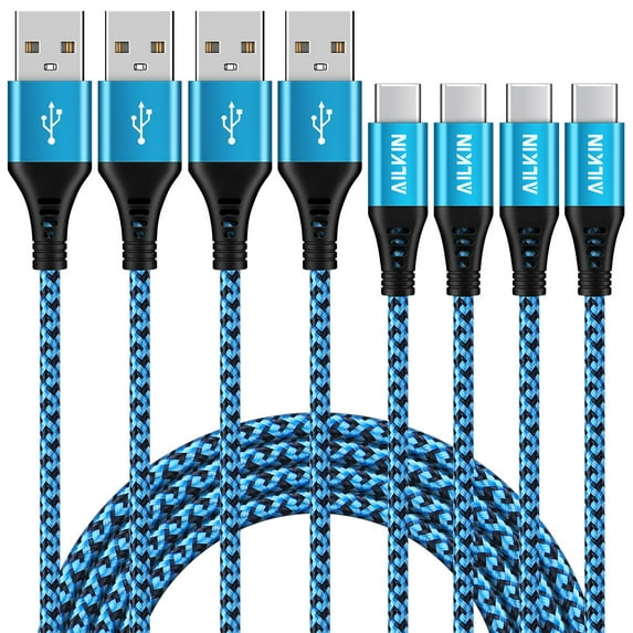 Charging Cable 6ft,4PACK Type C USB Fast Charging Cable 6ft,AILKIN USB A to USB C Cable 6ft High Speed Android Charger Type C Charging Cords USB-C Phone Cables,Blue