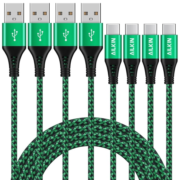 Charging Cable 6ft,4PACK Type C USB Fast Charging Cable 6ft,AILKIN USB A to USB C Cable 6ft High Speed Android Charger Type C Charging Cords USB-C Phone Cables,Green