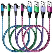 Charging Cable 6ft,Type C Charger 4PACK HopePow Right Angle Usb C to Usb A Cable 6ft 90 Degree Usb Cable High Speed Android Phone Charger Cord Type C Fast Charging