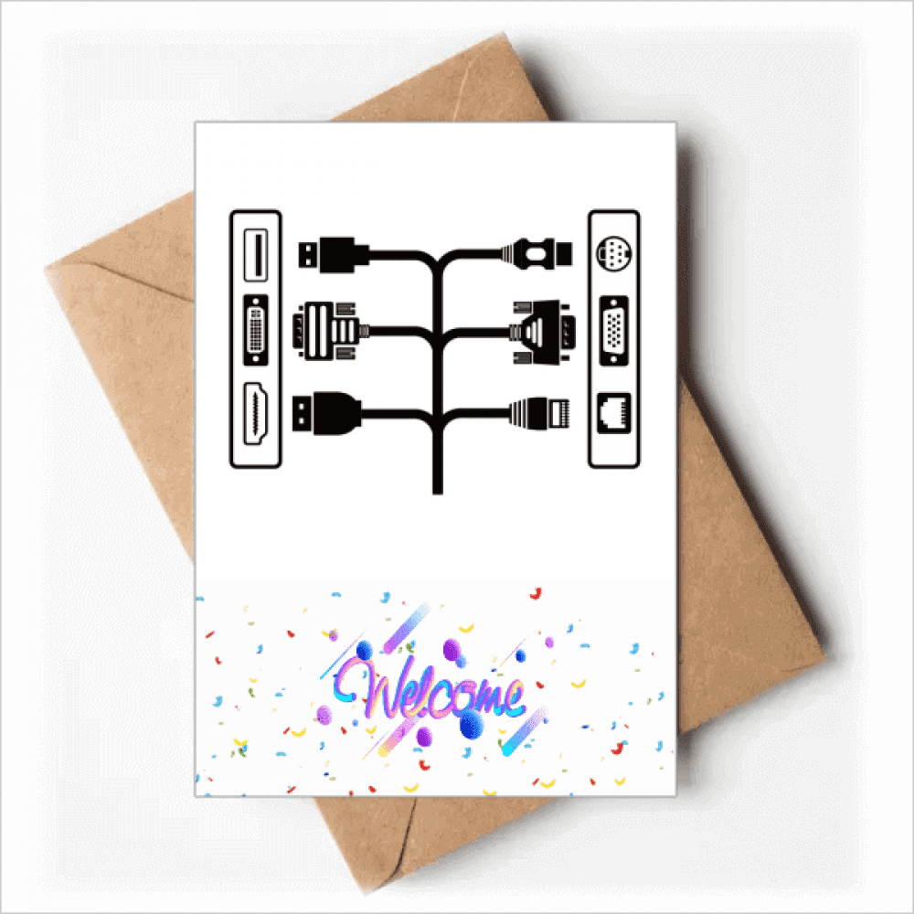 Charging Cable Socket Plug Pattern Welcome Back Greeting Cards ...