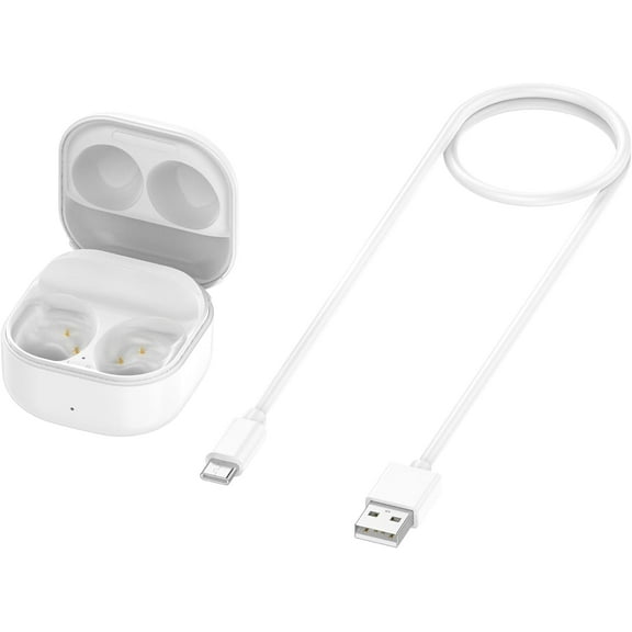 Charging Case Compatible for Samsung Galaxy Buds FE R400 Wireless Charger Case Box Cradle Replacement Compatible with Galaxy Buds FE Wireless Bluetooth Earbuds Charger with USB-Type C Cable (White)