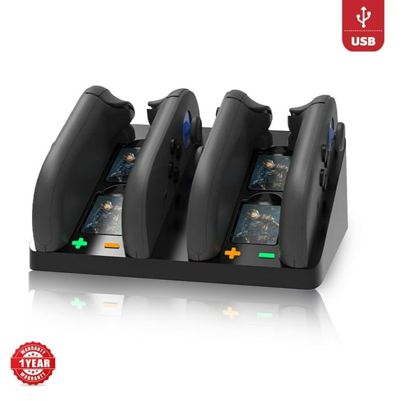 4-in-1 Joy-Con Charging Dock for Switch 2 Fast Charger Stand with USB-C & LED Indicator