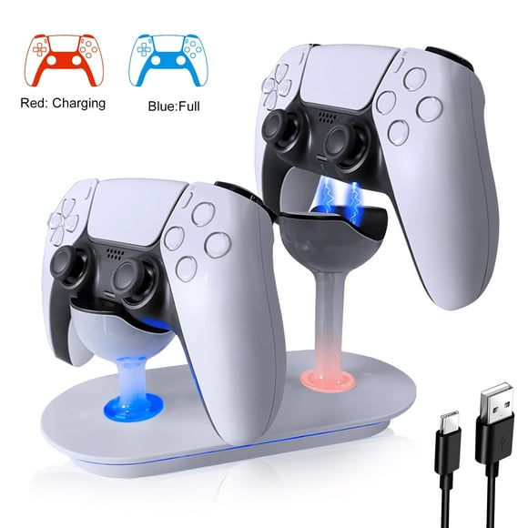 Charging Charger Station Fit for PS5 DualSense Controller, Dual Controller Docking Station Compatible with Sony PlayStation PS5, Fast USB Charging Station with LED Indicator