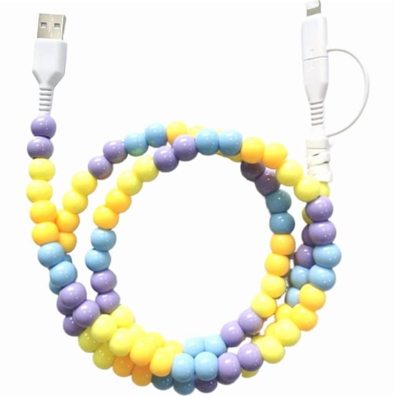 Charging Cords, USB C Beaded Phone Charger Cord for , 2 in 1 Cute Fast Charging Cable
