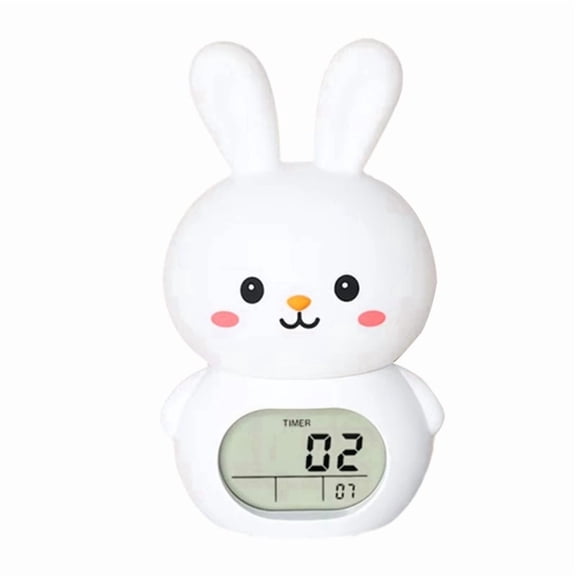 Charging Cute Shaped Night Light Clock Sleep Atmosphere Light Clock Multiple Colors Bedroom Clock with Music Function,1 * Bunny clap lamp 1 * Multilingual instruction manual 1 * USB cable