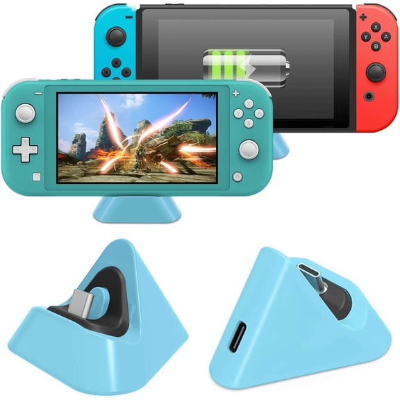 Charging Dock Compatible with Nintend Switch/Switch Lite/Switch OLED Model, Compact Charger Stand Station with Type C Port Compatible with Nintend Switch Lite 2019 / Switch OLED Model(Light Blue)