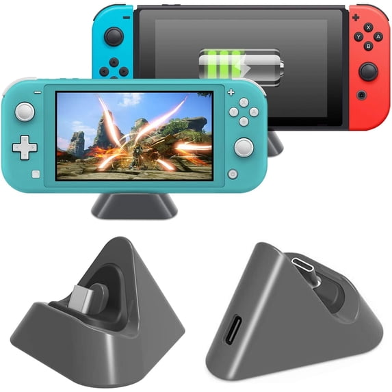Charging Dock Compatible with Nintend Switch/Switch Lite/Switch OLED Model, Compact Charger Stand Station with Type C Port Compatible with Nintend Switch Lite 2019 / Switch OLED Model(Gray)