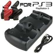 Charging Dock Fit for Sony Playstation 3 PS3 MOVE Controller, TSV Charging Dock Station for PS3 with USB Cable, Controller Charging Dock Stand Accessory for PS3, Dual Slot Charger, Black