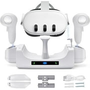 Prociv Charging Dock for Oculus/Meta Quest 3,Charging Stand for Meta Quest 3 Controller and Headset with 2 Rechergeable Batteries,Battery Cover|Wall Mount Charging Dock Station for Quest 3,Dual-Use
