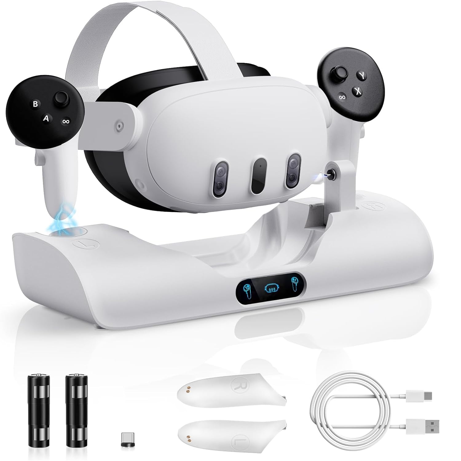Charging Dock for Oculus/Meta Quest 3, LED Indicator Magnetic Fast Charging Station for VR Headset and Controllers, Acce