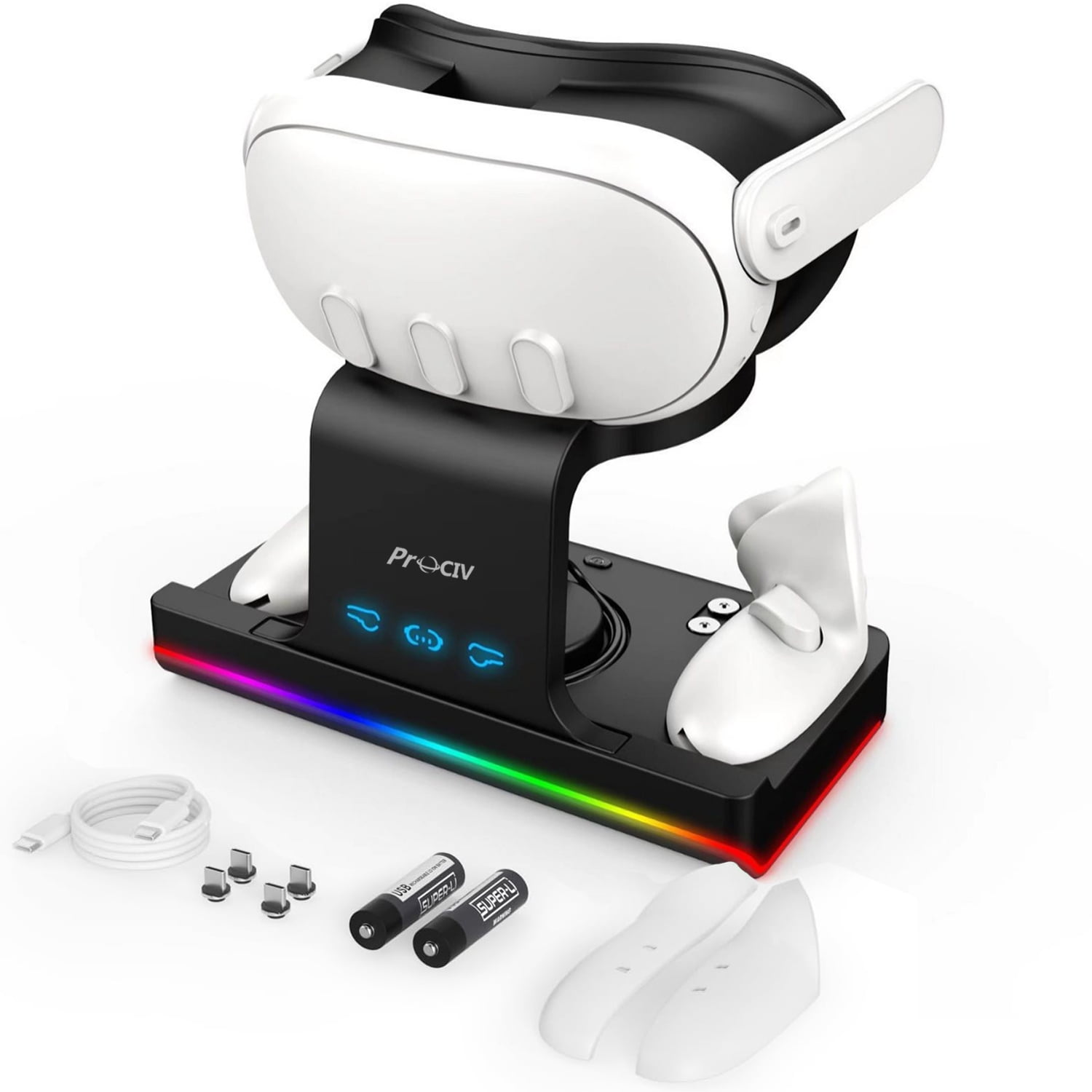 Charging Dock for Oculus/Meta Quest 3 Docking Station with LED Light Headset Display
