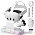 thumbnail image 1 of Charging Dock for Oculus/Meta Quest 3- Magnetic Docking Station with LED Light - Headset Display Stand and Controller Mount, 2 * 1800Mah Rechargeable Batteries White, 1 of 10