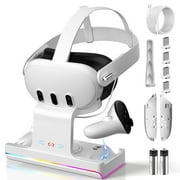 Charging Dock for Oculus/Meta Quest 3- Magnetic Docking Station with LED Light - Headset Display Stand and Controller Mo