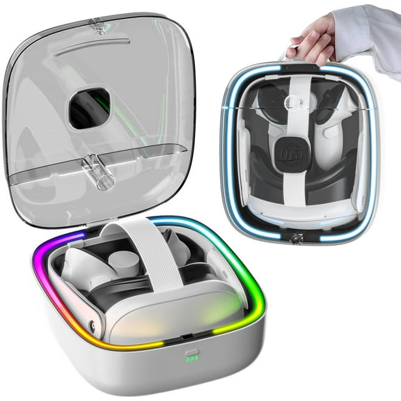 Charging Dock for Quest 3S/3,Upgrade Charging Case for Meta Oculus Quest 3S/3 Accessories,Magnetic Charging Station for Meta Quest 3S/3 VR Headset with RGB Light 2 Batteries