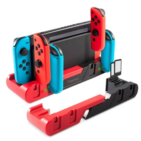 Charging Dock Station for Nintendo Switch & OLED Model Joycon Controller Charger with USB Port, 2 Game Card Holder Slots