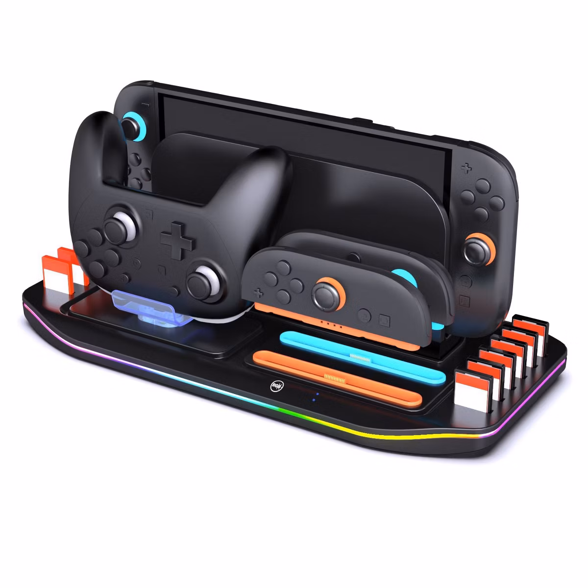 Charging Dock & Storage Station for Nintendo Switch 2 - Charges 2 Joy-Cons and 1 Nintendo Switch 2 Pro Controller, 12 Game Slots, RGB- Black