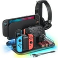 thumbnail image 1 of Charging Dock for Switch 2/1, Switch Cooling Fan for Nintendo Switch 2/1/OLED, Storage Stand for JoyCon 2/1 with 12 Card Slots, Controller/Headset Holder, 9 RGB Modes, 1 of 9