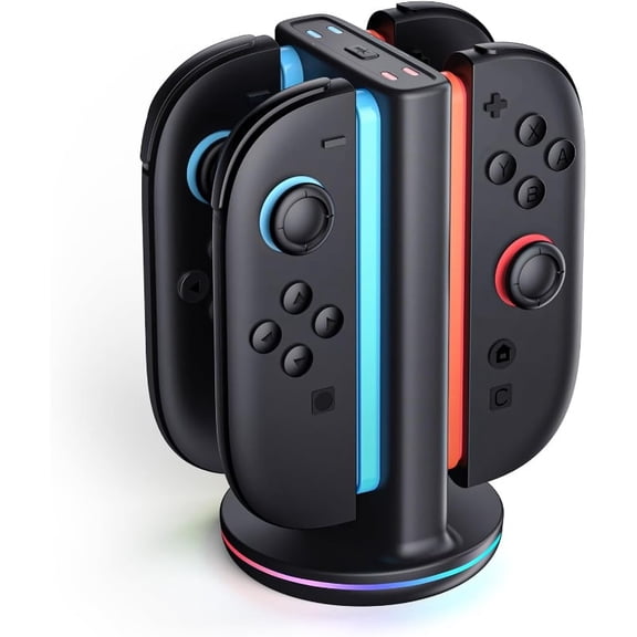 Charging Dock for  Switch 2 Joy Con, [Supports Dual-Direction Charging] [9 Light Modes] Magnetic Controller Charger Stand Station Compatible with Switch 2 Joy Con Accessories, Black