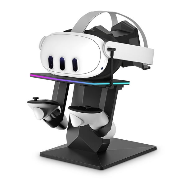 Charging Dock for Meta Quest 3 / Meta Quest 2, VR Headset Charging Station with RGB Lights, Storage Display Holder for VR Headset Controller