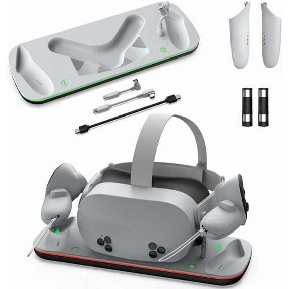 Charging Dock for Meta Quest 3S/Meta Quest 3 VR Headset & Controllers, Support PD Fast Charging,with 2 Rechargeable Batteries, Type-C Cable