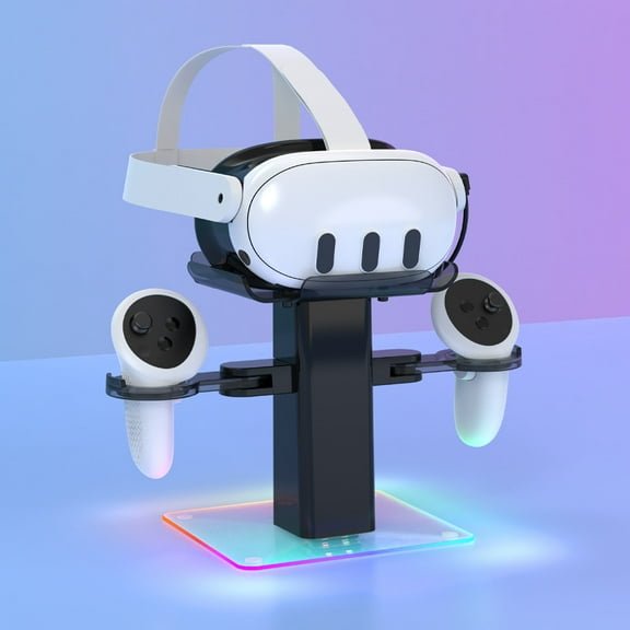 Charging Dock for Meta Quest 3S, Quest 3, Quest 2 with LED Light Headset Display Holder and Controller Mount